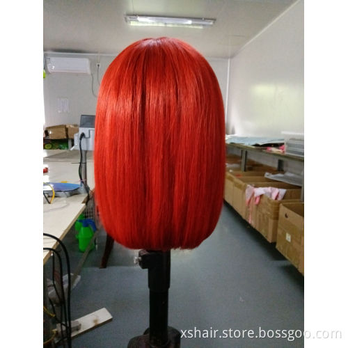 Good Quality Short African Woman Lace Front Bob Brazilian Remy Red Human Hair Wig Burgundy